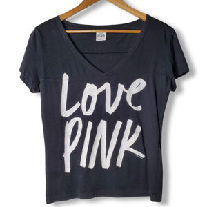 PINK Victoria's Secret Pink Short Sleeve Tee Black Size XS